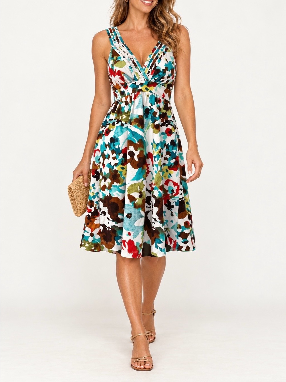 Tommy Bahama Macapa Floral V-Neck Dress XS